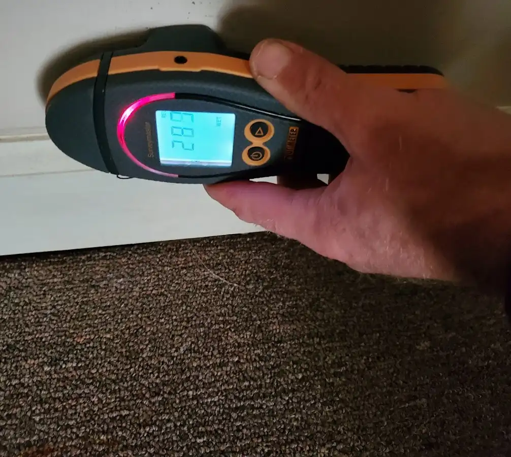 Moisture detection at baseboard during Burst Pipe Cleanup in Credit River